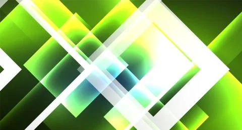 Neon glowing techno square rectangle lines, blue hi-tech futuristic abstract Illustrazione stock