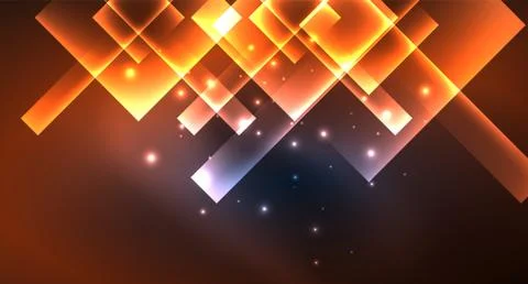 Neon glowing techno square rectangle lines, blue hi-tech futuristic abstract Illustrazione stock