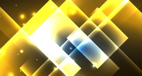 Neon glowing techno square rectangle lines, blue hi-tech futuristic abstract Illustrazione stock