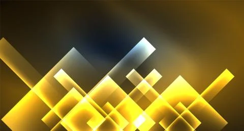 Neon glowing techno square rectangle lines, blue hi-tech futuristic abstract Illustrazione stock