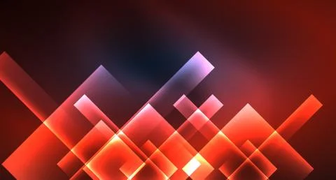 Neon glowing techno square rectangle lines, blue hi-tech futuristic abstract Illustrazione stock