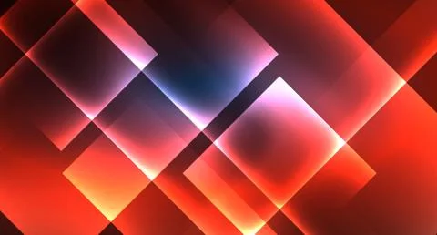 Neon glowing techno square rectangle lines, blue hi-tech futuristic abstract Illustrazione stock