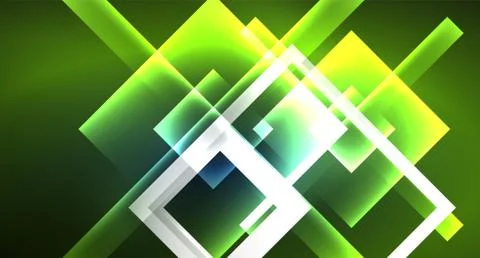 Neon glowing techno square rectangle lines, blue hi-tech futuristic abstract Illustrazione stock