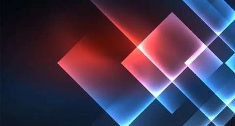 Neon glowing techno square rectangle lines, blue hi-tech futuristic abstract Illustrazione stock