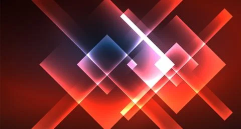 Neon glowing techno square rectangle lines, blue hi-tech futuristic abstract Illustrazione stock