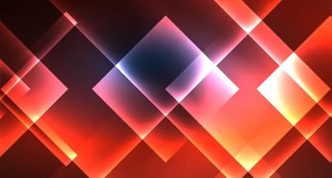 Neon glowing techno square rectangle lines, blue hi-tech futuristic abstract Stock Illustration