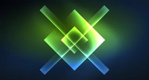 Neon glowing techno square rectangle lines, blue hi-tech futuristic abstract Illustrazione stock