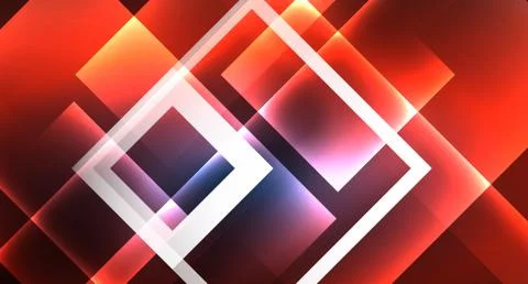 Neon glowing techno square rectangle lines, blue hi-tech futuristic abstract Illustrazione stock