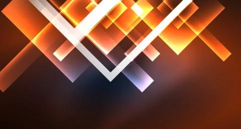 Neon glowing techno square rectangle lines, blue hi-tech futuristic abstract Illustrazione stock