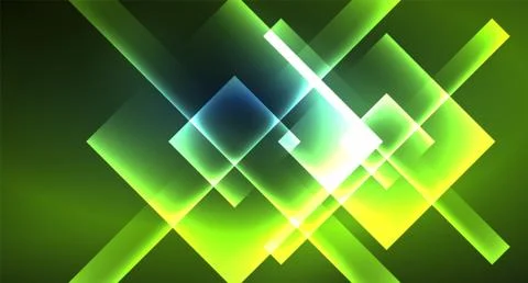 Neon glowing techno square rectangle lines, blue hi-tech futuristic abstract Illustrazione stock