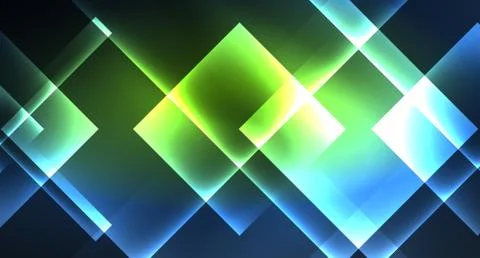 Neon glowing techno square rectangle lines, blue hi-tech futuristic abstract Illustrazione stock