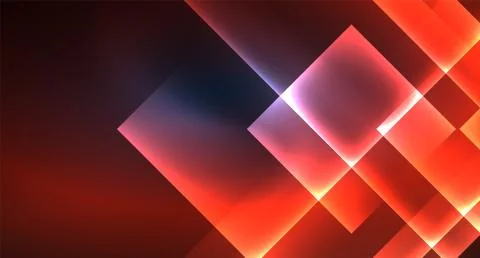 Neon glowing techno square rectangle lines, blue hi-tech futuristic abstract Stock Illustration