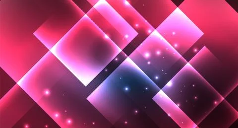 Neon glowing techno square rectangle lines, blue hi-tech futuristic abstract Illustrazione stock