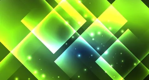 Neon glowing techno square rectangle lines, blue hi-tech futuristic abstract Stock Illustration