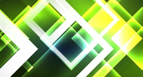 Neon glowing techno square rectangle lines, blue hi-tech futuristic abstract Stock Illustration