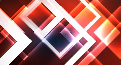 Neon glowing techno square rectangle lines, blue hi-tech futuristic abstract Illustrazione stock