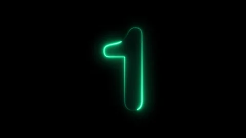 Neon glowing text 1 number animation on black background, Neon number 1 wit.. Stock Footage 309260338