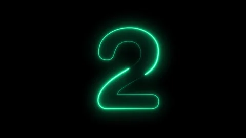 Neon glowing text 2 number animation on black background, Neon number 2 wit.. Stock Footage 309260829