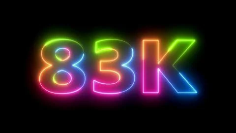 Neon glowing text 83k rainbow light art Stock Illustration