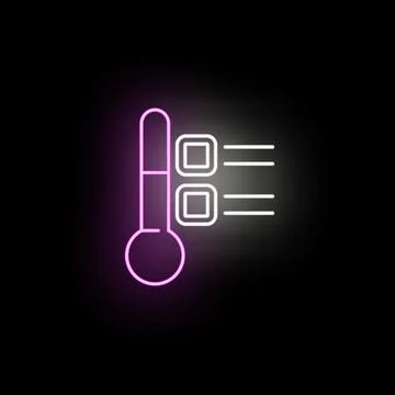 Neon glowing thermometer indicating temperature data measurement Stock Illustration