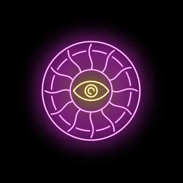 Neon glowing third eye occult symbol Stock Illustration
