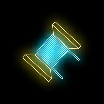 Neon glowing thread spool representing sewing craft Stock Illustration