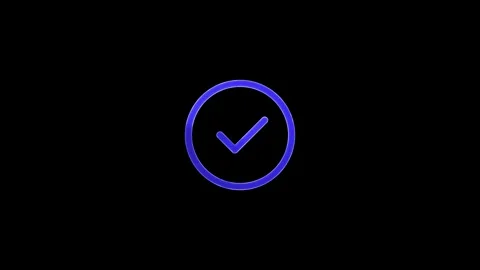 Neon glowing tick mark icon animated Stock Footage 299566064