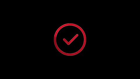 Neon glowing tick mark icon animated Stock Footage 299566065