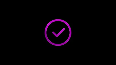 Neon glowing tick mark icon animated Stock Footage 299566066