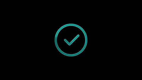 Neon glowing tick mark icon animated Stock Footage 299566075