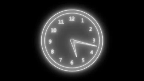 Neon glowing Time Deadline Warning Animation with Analog Countdown Clock Stock Footage 337022081