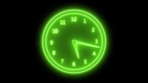 Neon glowing Time Deadline Warning Animation with Analog Countdown Clock Stock Footage 337022124