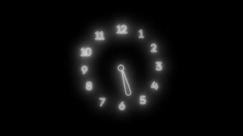 Neon glowing Time Pressure Concept Animation with Analog Countdown Clock Stock Footage 337017054