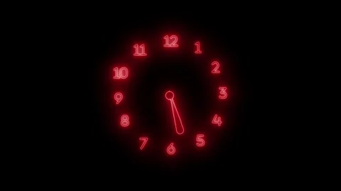 Neon glowing Time Pressure Concept Animation with Analog Countdown Clock Stock Footage 337017061
