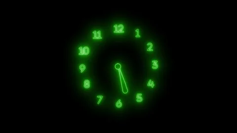 Neon glowing Time Pressure Concept Animation with Analog Countdown Clock Stock Footage 337017103