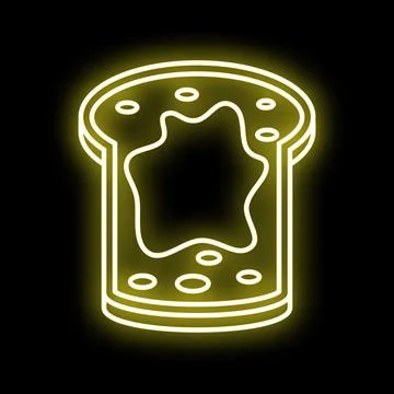 Neon glowing toast bread with spread outline icon Illustrazione stock