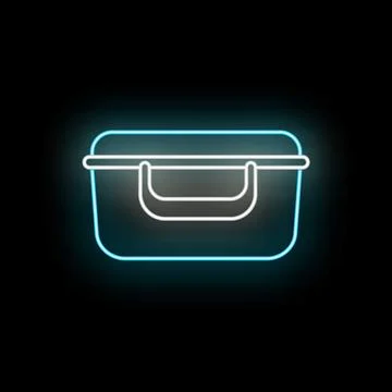 Neon glowing toolbox outline icon on black background Illustration