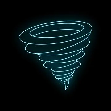 Neon glowing tornado icon representing weather events Illustration