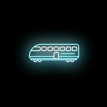 Neon glowing train icon representing future transport Stock Illustration
