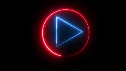 Neon glowing triangle play button animation Stock Footage 321753286
