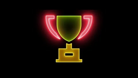 Neon glowing trophy animation: symbol of victory, success, and achievement .. Vídeos de archivo 334019231