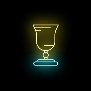 Neon glowing trophy cup for winning competition achievement Stock Illustration