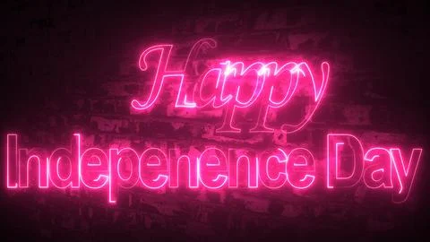 Neon glowing typography text for Independence Day. Happy independence day t.. Stock Illustration