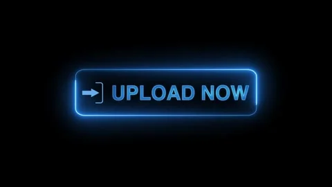 Neon glowing Upload now button animation on transparent background. Upload now Stock Footage 313877906