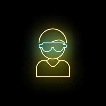 Neon glowing user avatar wearing digital glasses Stock Illustration