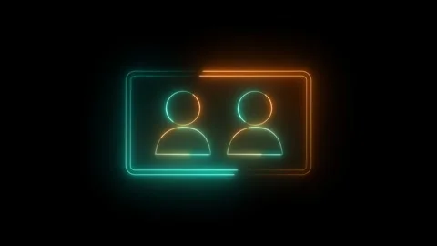 Neon glowing user icon animation with rectangle frame. neon profile icon is.. Stock Footage 332152747