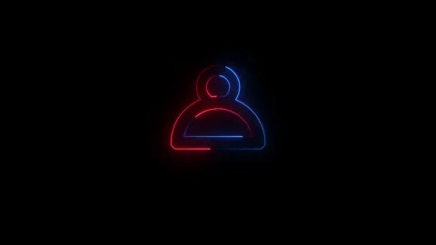 Neon glowing user profile icon with blue and red light outlines for digital.. Stock Footage 331526723