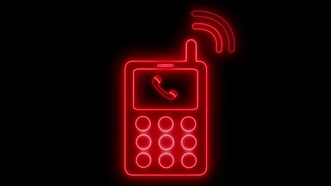 Neon Glowing Vintage Mobile Phone Icon Animation Stock Footage 314660053