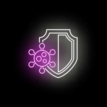 Neon glowing virus shield protection icon illustration Stock Illustration