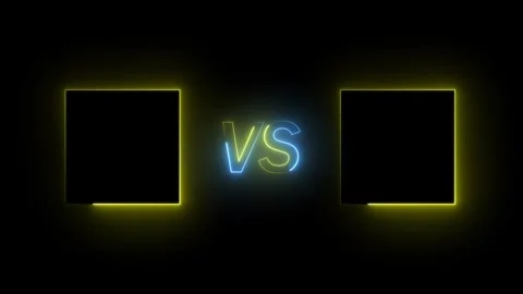 Neon glowing VS frames light blue color. Neon banner Announcement of two fi.. Video stock 309300759